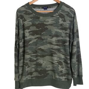 Splendid Size Medium Green Camouflage Pullover Sweatshirt